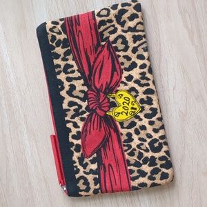 Brighton 2020 Leopard Print Canvas Zipper Pick with Red Heart & Bow Print